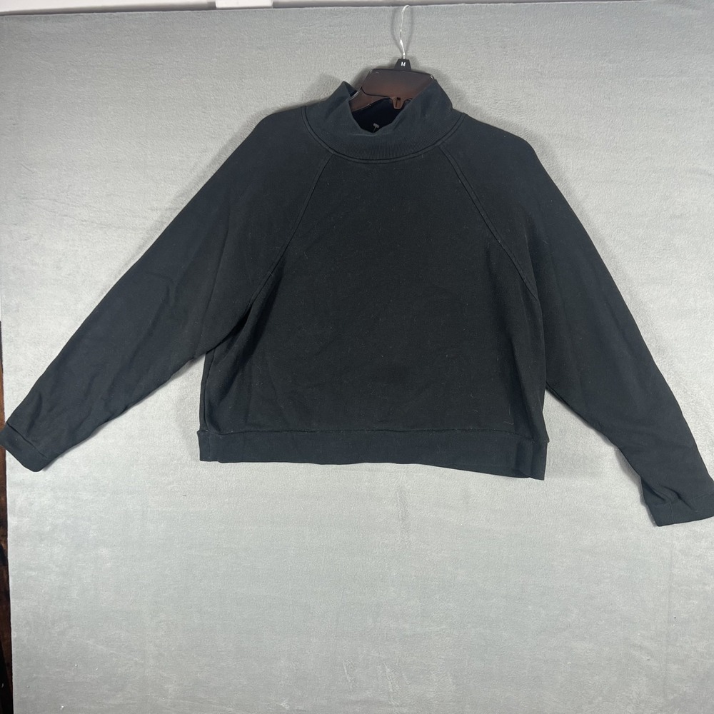 A New Day Women's Mock Neck Sweatshirt Black‎ Size L Long Sleeve Pullover Crop